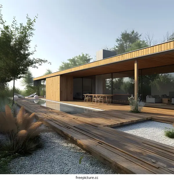 Modern House with Pool and Deck