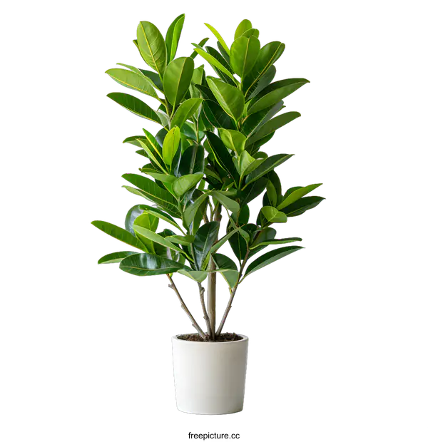 [Transparent Background PNG]A beautiful rubber plant in a pot