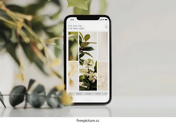 Mobile Phone Screen Displaying Flowers Photos