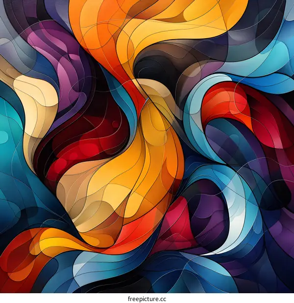 Abstract painting of geometric shapes