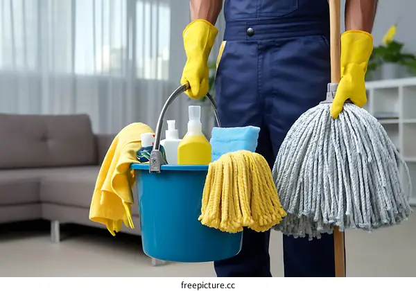 House Cleaning Supplies Held by a Person