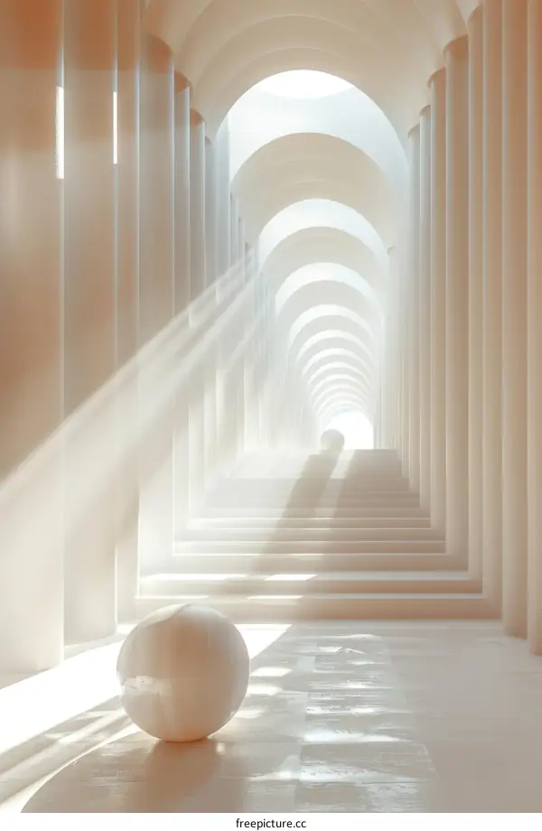 Surreal Hallway With Ball