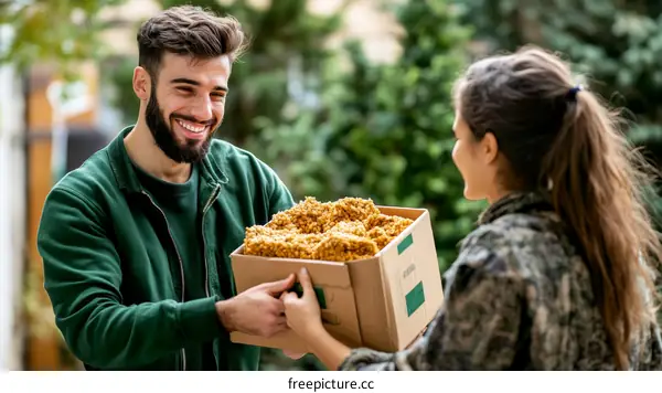 Food Delivery in a Friendly Outdoor Setting