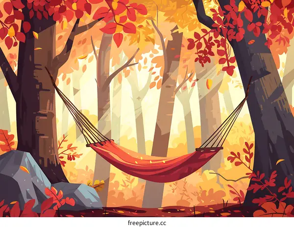Autumn Forest Hammock Relaxing Scene