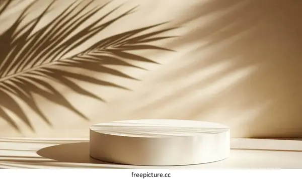 Beige Minimalist Product Display with Palm Leaf Shadow