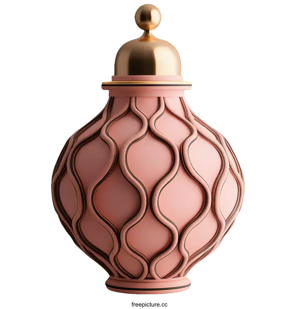 [Transparent Background PNG]Delicate Pink Decorative Vase with Ornate Design