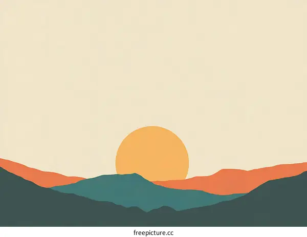 Minimalist Sunset Mountain Landscape Illustration