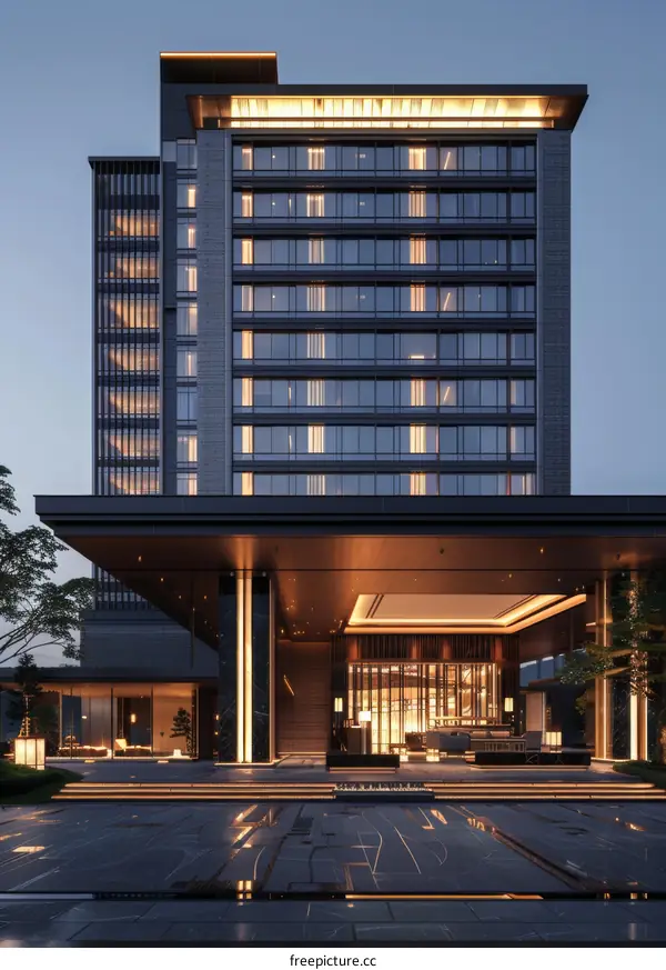 Modern Architectural Design of a Hotel Lobby