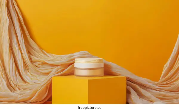 Modern Cosmetic Product Display on a Yellow Background