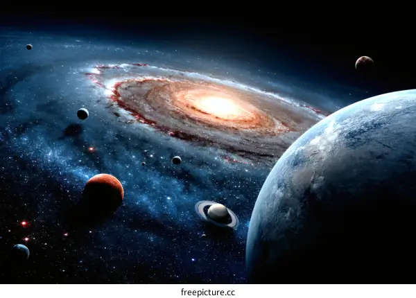 Galaxy and Planets in Outer Space