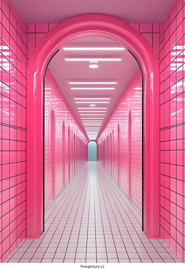 Pink Arched Hallway Interior Design