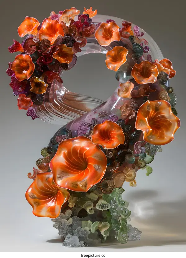 Orange and Red Glass Sculpture