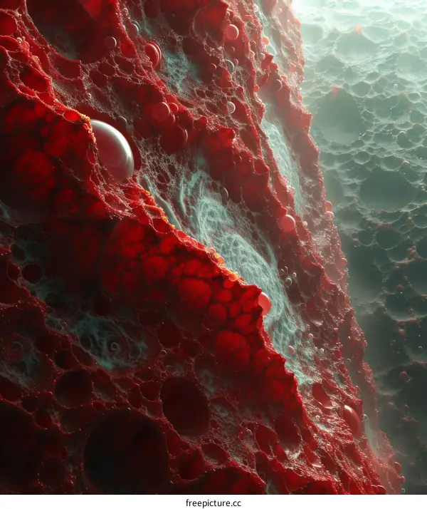 Abstract Rough Red and White 3D Surface