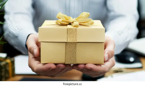 Gift Box Held in Hands by a Person