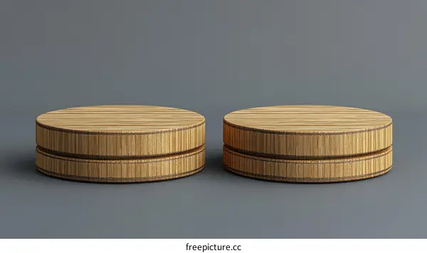 Two Wooden Round Display Stands