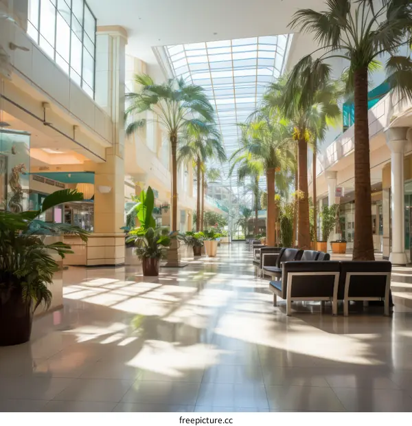 Palm trees in a shopping mall