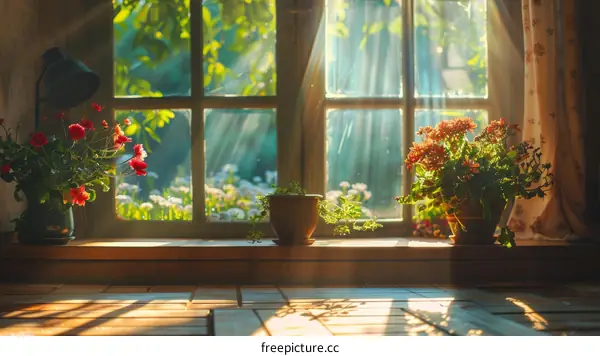 Window Flowers in a Cottage