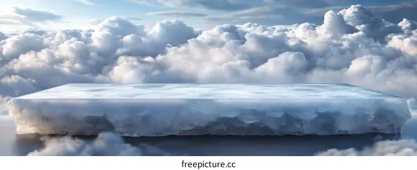 Floating Ice Platform Above Clouds