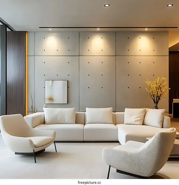 Modern Concrete Wall Living Room Interior Design