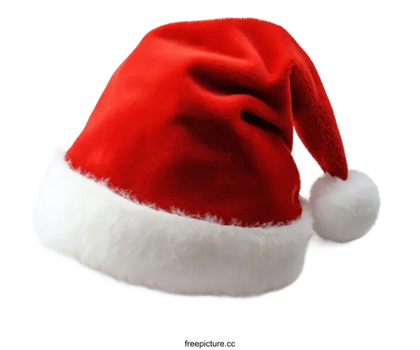 [Transparent Background PNG]Red Christmas Santa Hat with White Fur Trim