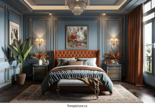 Classic Elegant Bedroom Interior Design Illustration