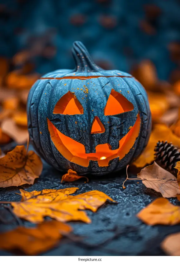Spooky Blue Halloween Pumpkin