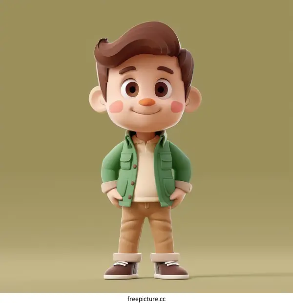 A 3D rendering of a young boy