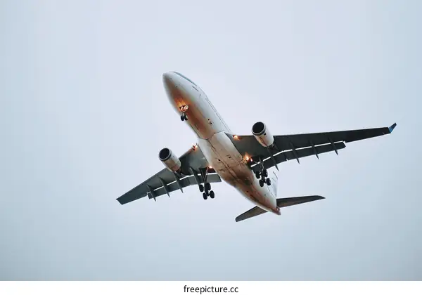 Airplane in the Sky During Landing