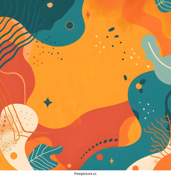 Abstract Background With Orange Yellow And Blue Colors