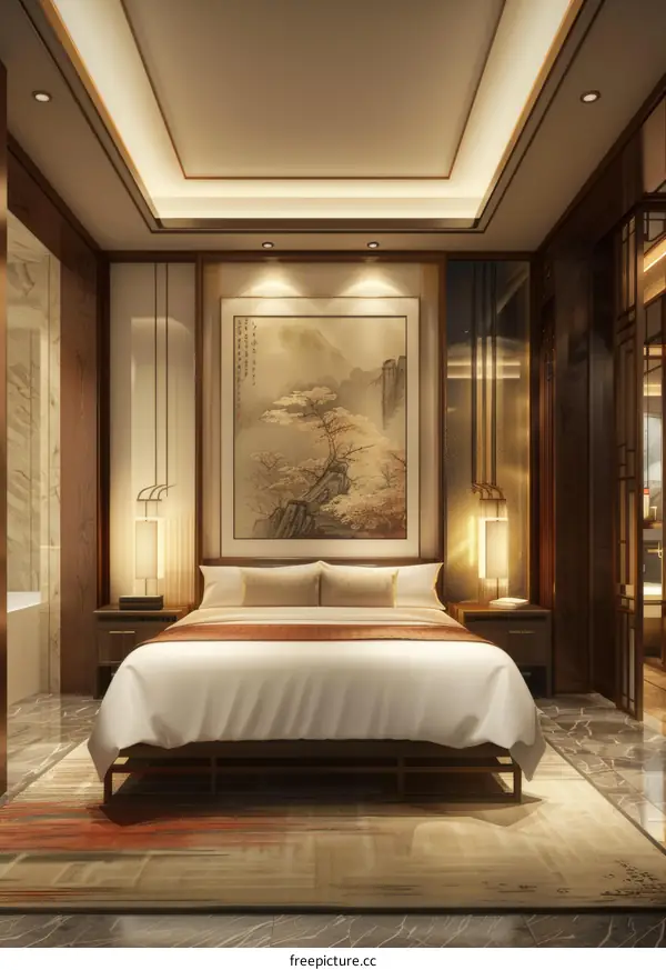 Elegant Modern Bedroom Interior Design Illustration