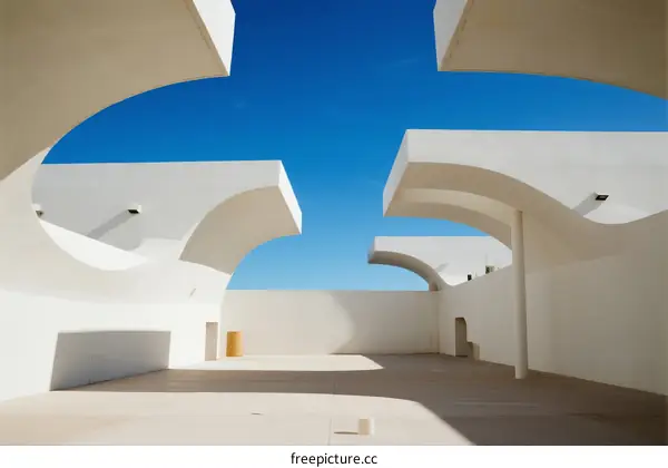 White Arched Structures Under Clear Blue Sky