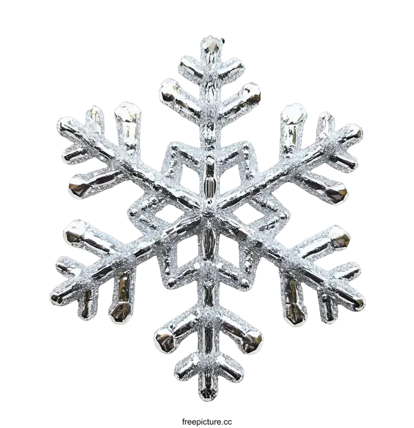 [Transparent Background PNG]Silver Glitter Snowflake Christmas Ornament