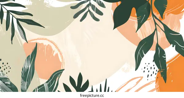 Abstract Tropical Leaves with White Background