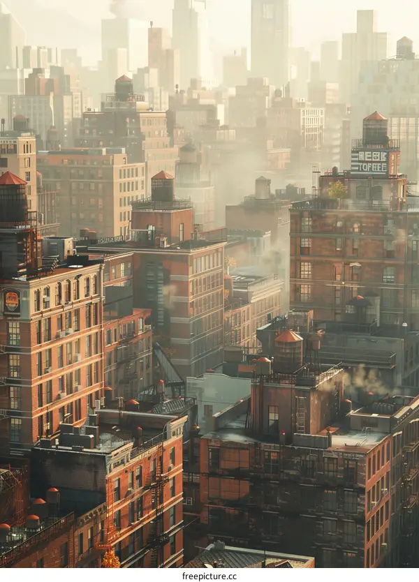 Misty City Skyline Architectural View