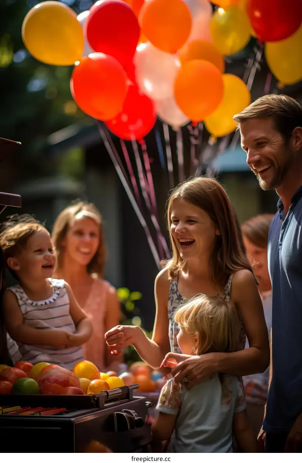 Family barbecue in the backyard