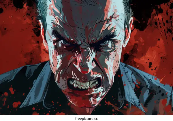 Angry Man Portrait Illustration