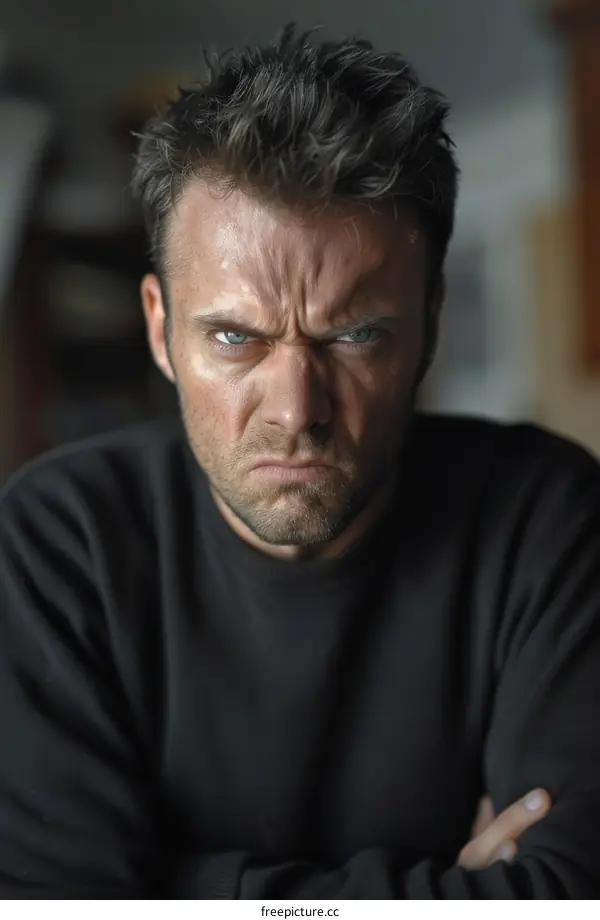 Close-up Portrait of a Serious Man