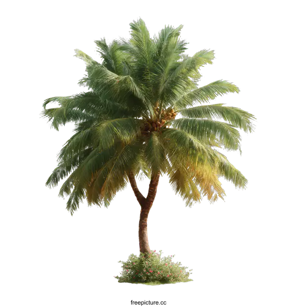 [Transparent Background PNG]Isolated Coconut Palm Tree Against White Background