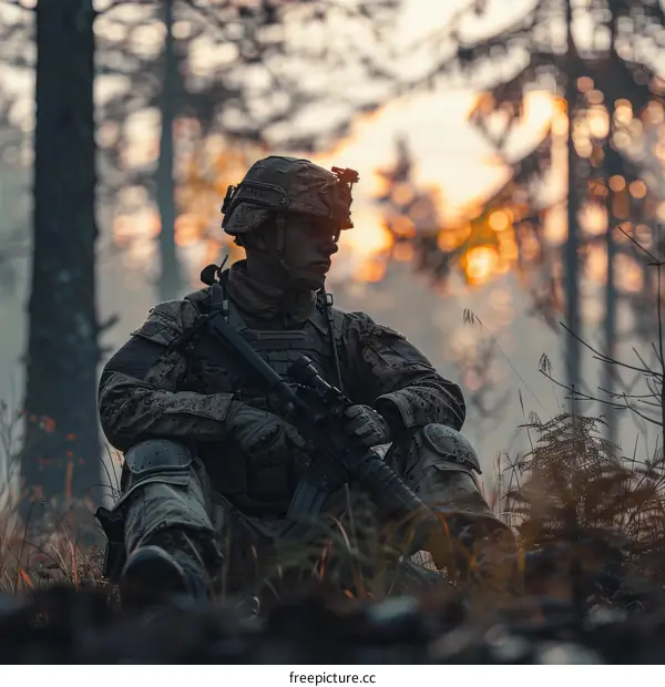 Soldier in the woods