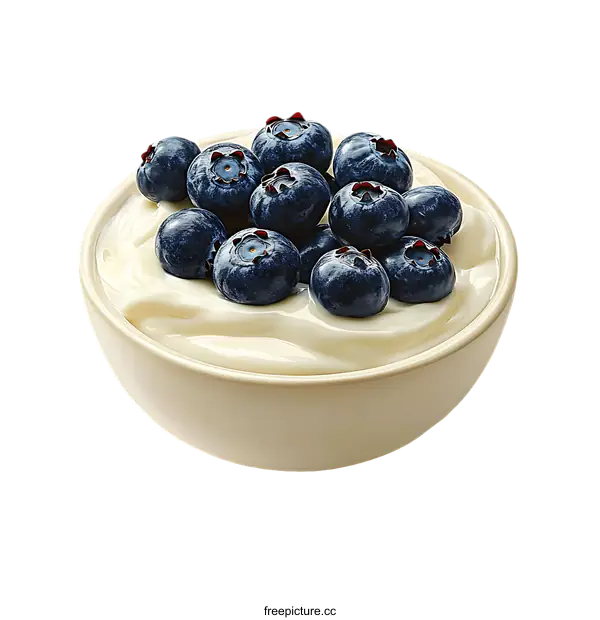 [Transparent Background PNG]Delicious Yogurt with Fresh Blueberries