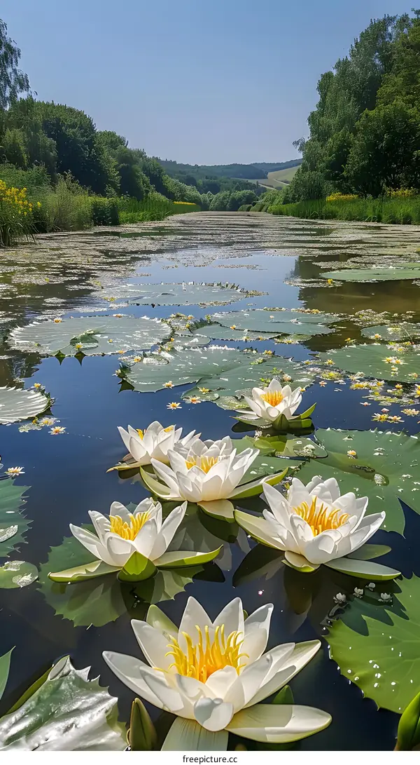 Water Lilies on a Peaceful Lake