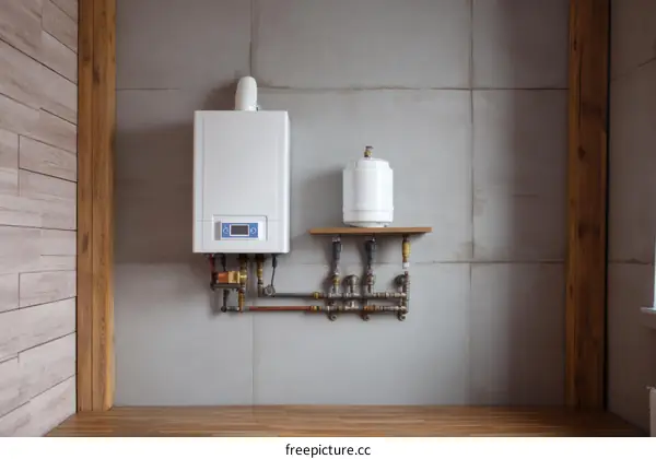 Wall-mounted Gas Boiler and Piping System Installation