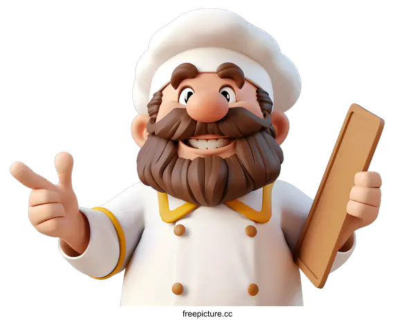 [Transparent Background PNG]Cartoon Chef Holding a Menu