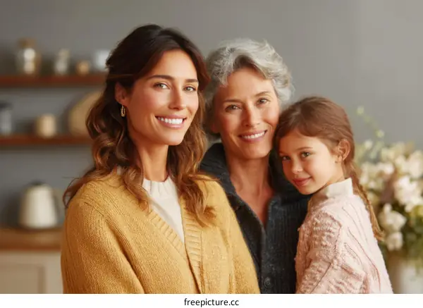 Happy Family Portrait of Three Generations