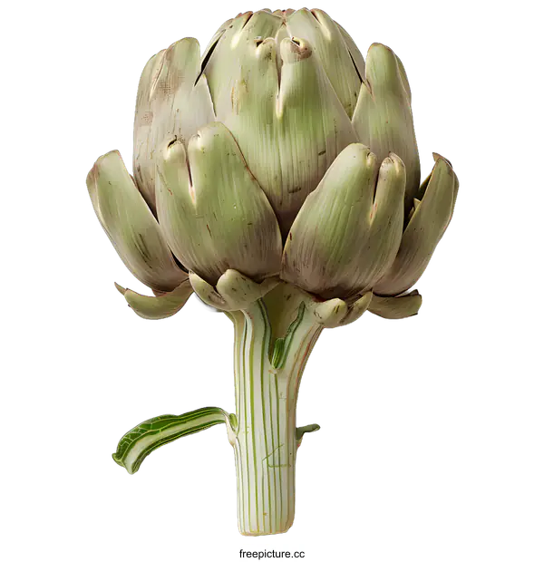 [Transparent Background PNG]Fresh Green Artichoke Isolated on White Background