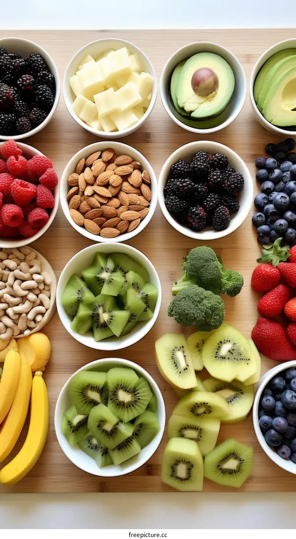 Colorful Bowl of Fresh Fruits and Vegetables