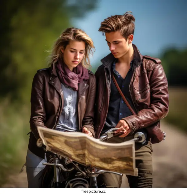 Young Couple Exploring with a Map