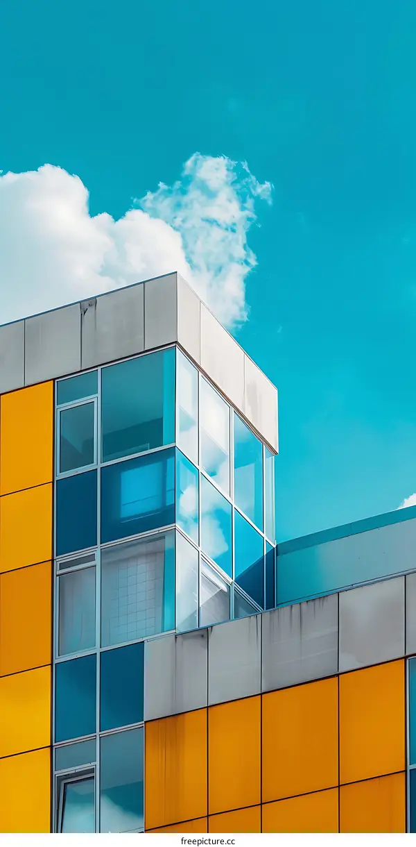 Modern Building with Blue Sky and Clouds