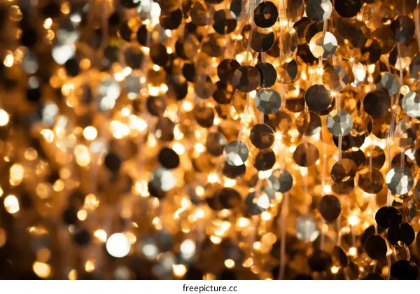 gold and silver shiny round sequins hanging decoration