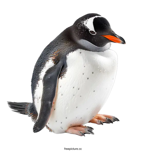 [Transparent Background PNG]Gentoo penguin isolated on white background